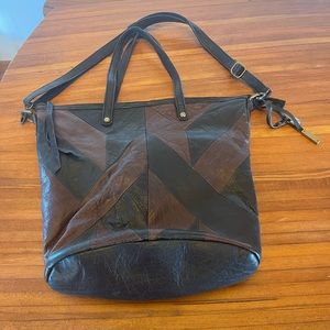 Lucky Brand Patchwork Leather Shoulder or Crossbody Bag Option Earth Tones
